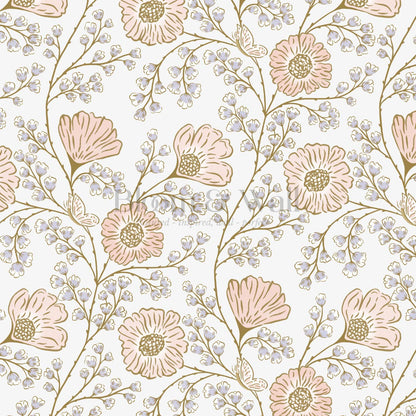 Della Flower Grove Sky Peach Lilac Wallpaper