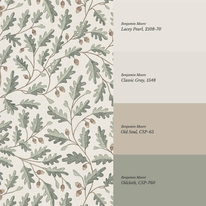Deo Oak Grove Neutral Bone Sage Wallpaper