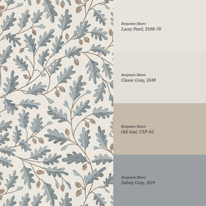Deo Oak Grove Neutral Ivory Gray Slate Wallpaper
