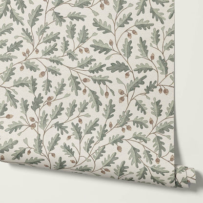 Deo Oak Grove Neutral Bone Sage Wallpaper
