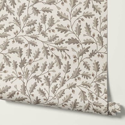 Deo Oak Grove Neutral Ivory Stone Wallpaper