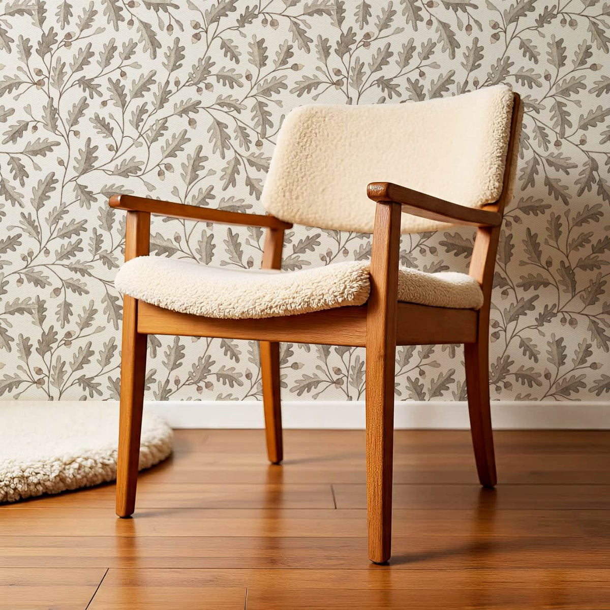 Deo Oak Grove Neutral Ivory Stone Wallpaper