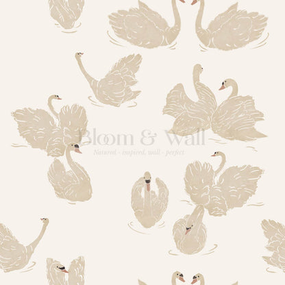 Deva Swan Lake Cream Beige Wallpaper