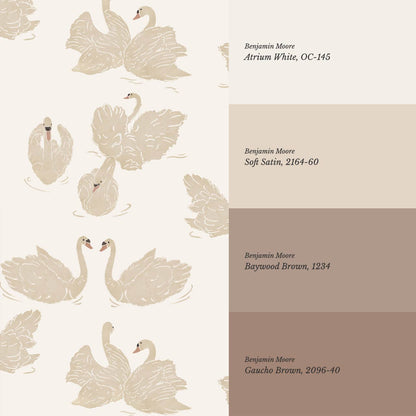 Deva Swan Lake Cream Beige Wallpaper