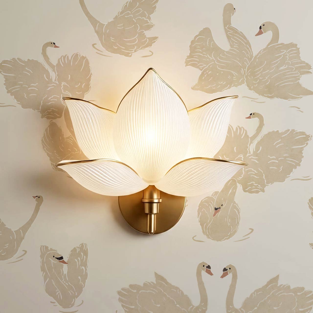 Deva Swan Lake Cream Beige Wallpaper