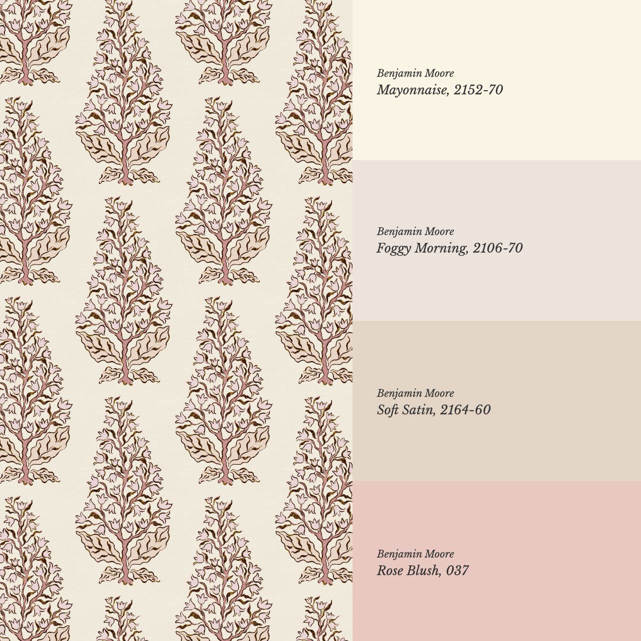 Dominga Block Print Florals Blush Butter Wallpaper