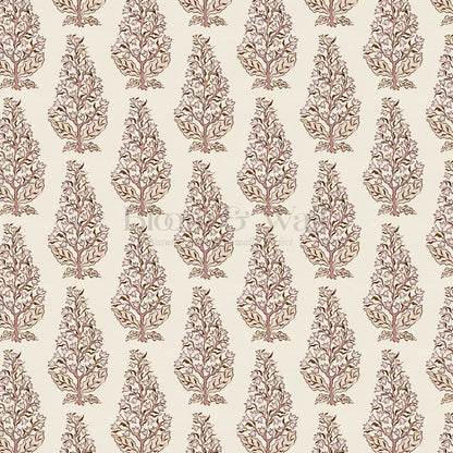 Dominga Block Print Florals Blush Butter Wallpaper