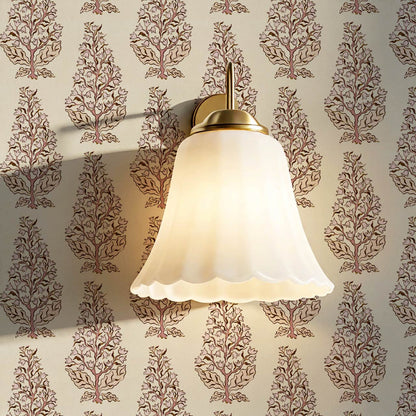 Dominga Block Print Florals Blush Butter Wallpaper