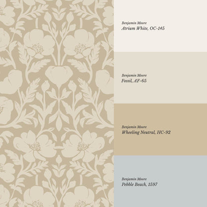 Duna Painterly Poppies Tan Beige Wallpaper