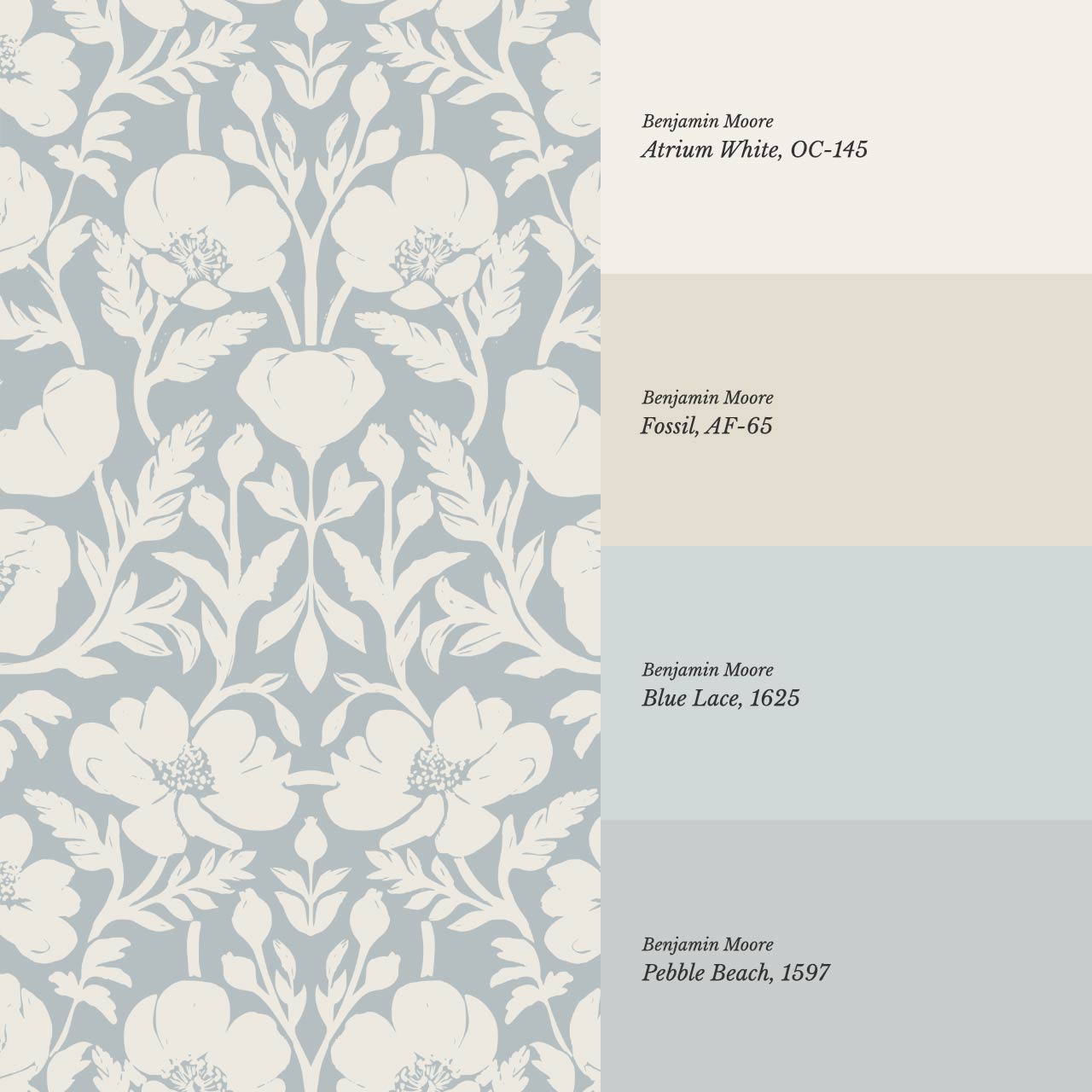 Duna Painterly Poppies Dusty Blue Wallpaper