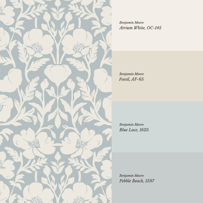 Duna Painterly Poppies Dusty Blue Wallpaper