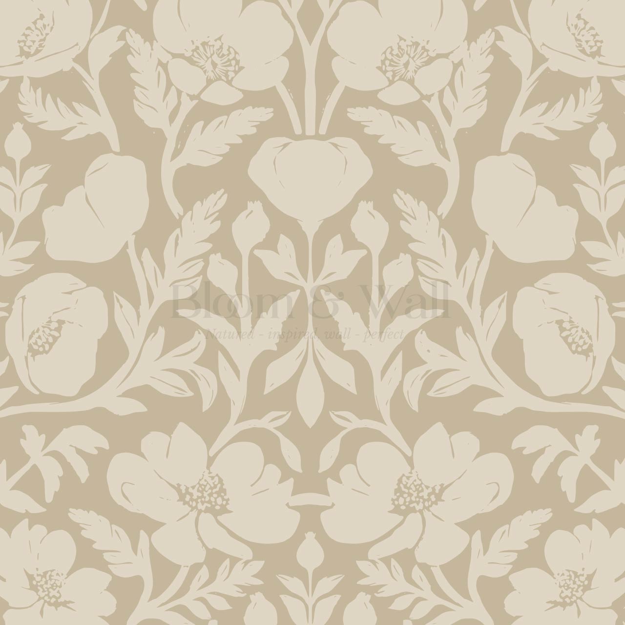 Duna Painterly Poppies Tan Beige Wallpaper