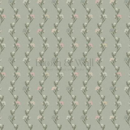 Eden Blooming Vines Antique Teal Wallpaper