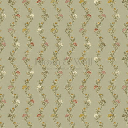 Eden Blooming Vines Olive Wallpaper