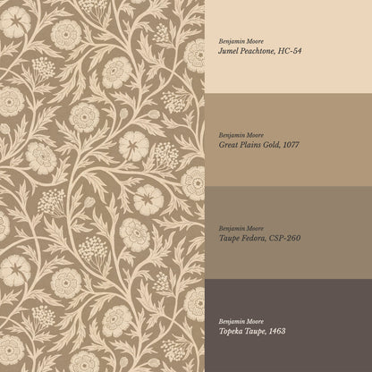Edith Blooming Vines Vintage Clay Wallpaper