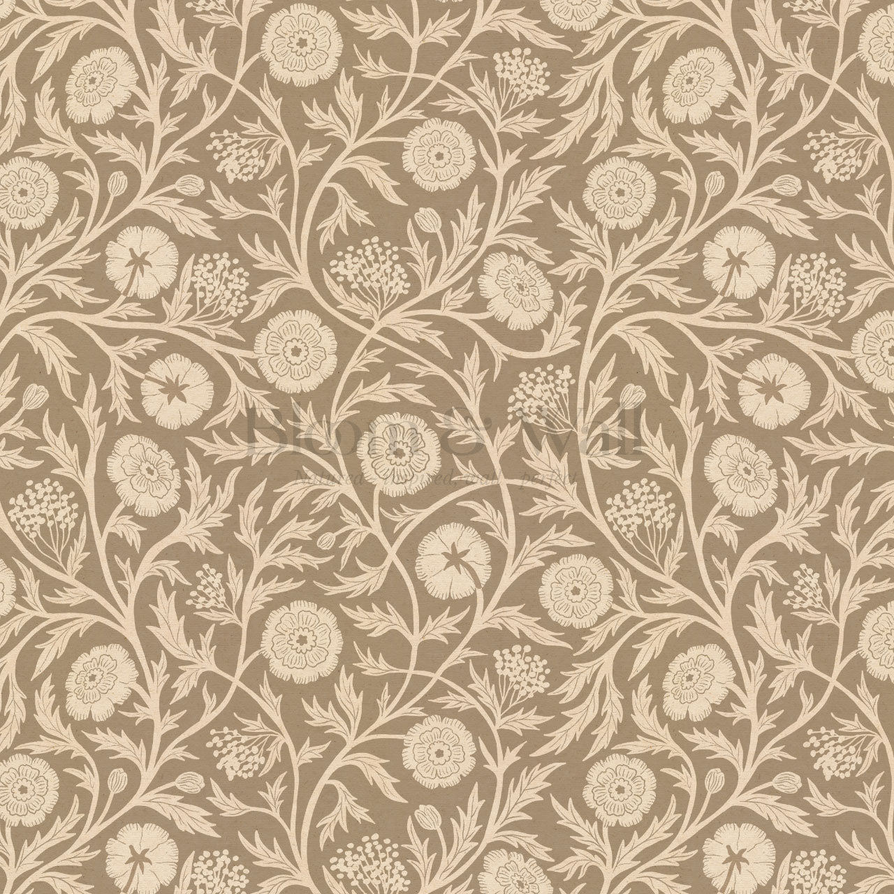 Edith Blooming Vines Vintage Clay Wallpaper