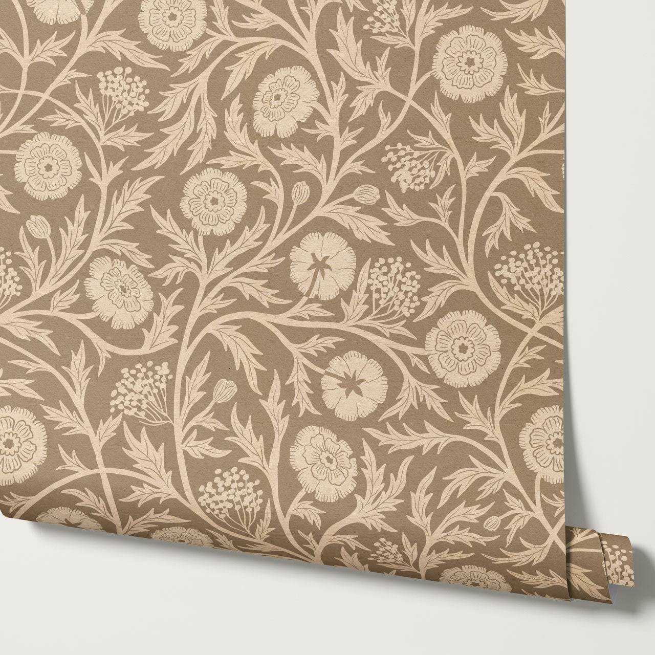 Edith Blooming Vines Vintage Clay Wallpaper