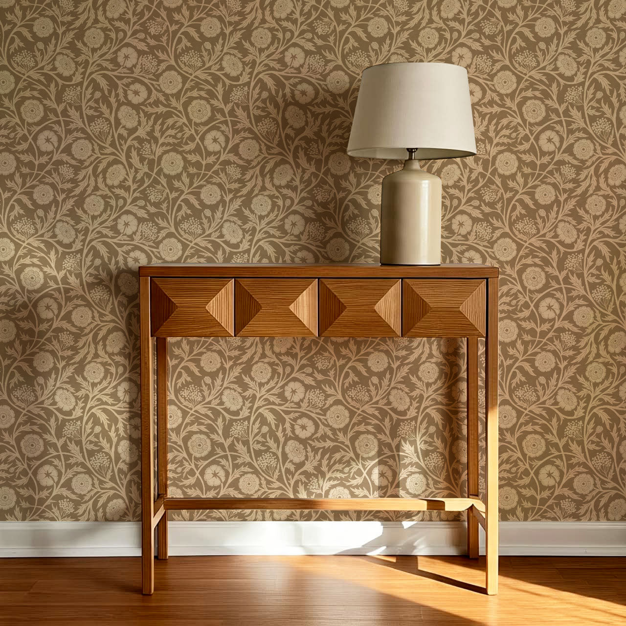Edith Blooming Vines Vintage Clay Wallpaper