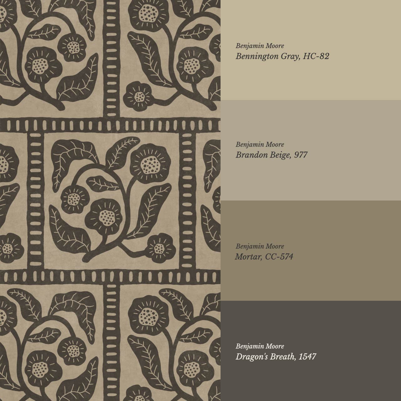 Eira Folk Art Squares Slate Taupe Wallpaper