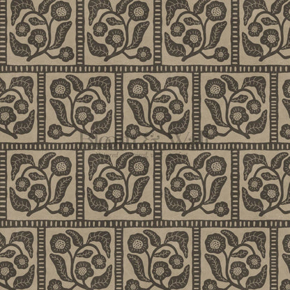 Eira Folk Art Squares Slate Taupe Wallpaper