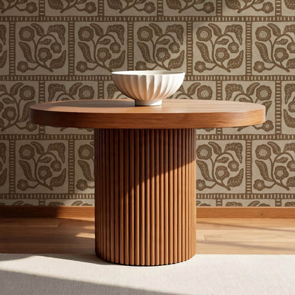Eira Folk Art Squares Brown Beige Wallpaper