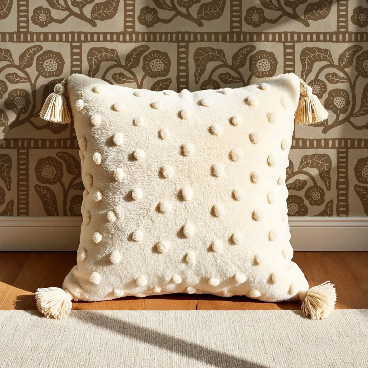 Eira Folk Art Squares Brown Beige Wallpaper