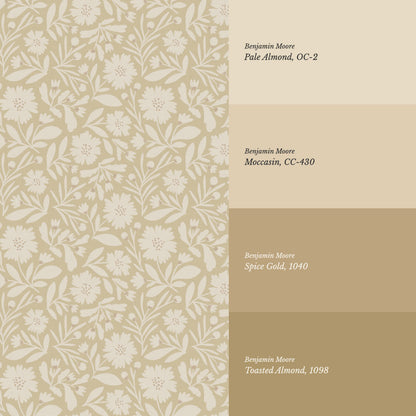 Eleanore Tossed Blooms Straw Wallpaper