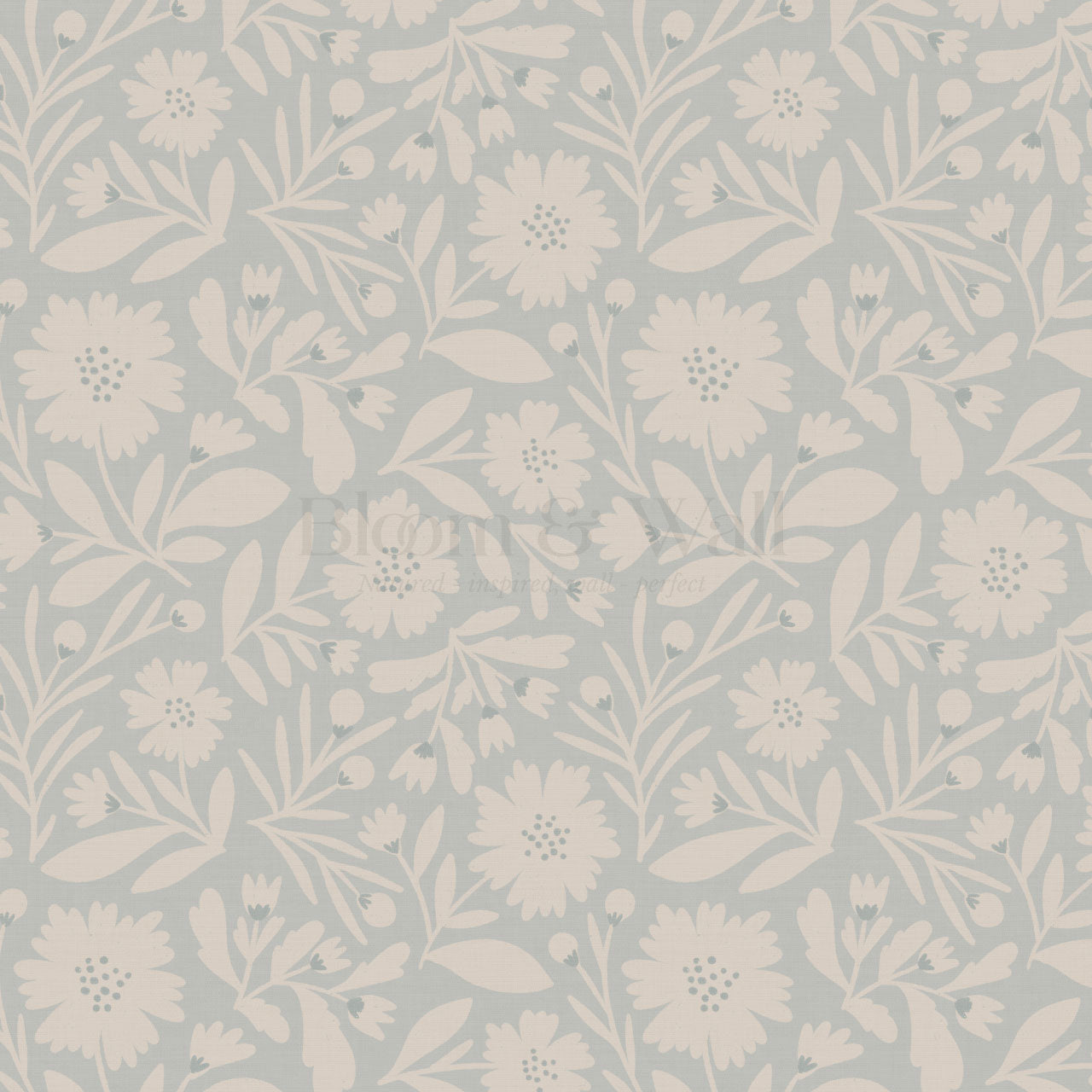 Eleanore Tossed Blooms Pearly Gray Wallpaper