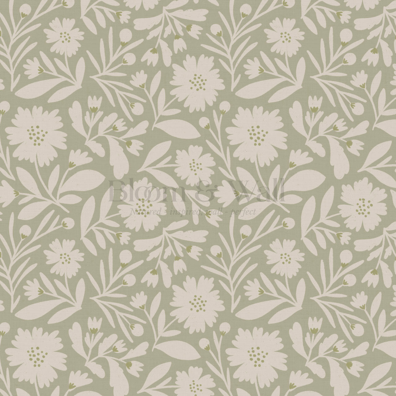 Eleanore Tossed Blooms Sage Wallpaper