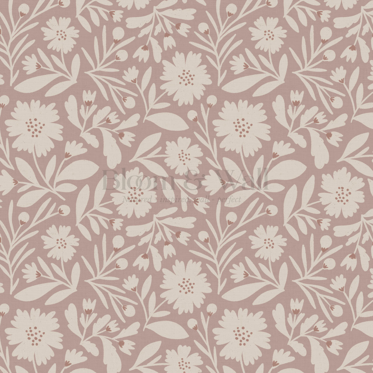 Eleanore Tossed Blooms Smokey Mauve Wallpaper