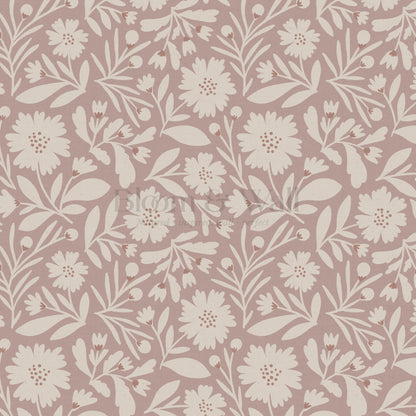Eleanore Tossed Blooms Smokey Mauve Wallpaper