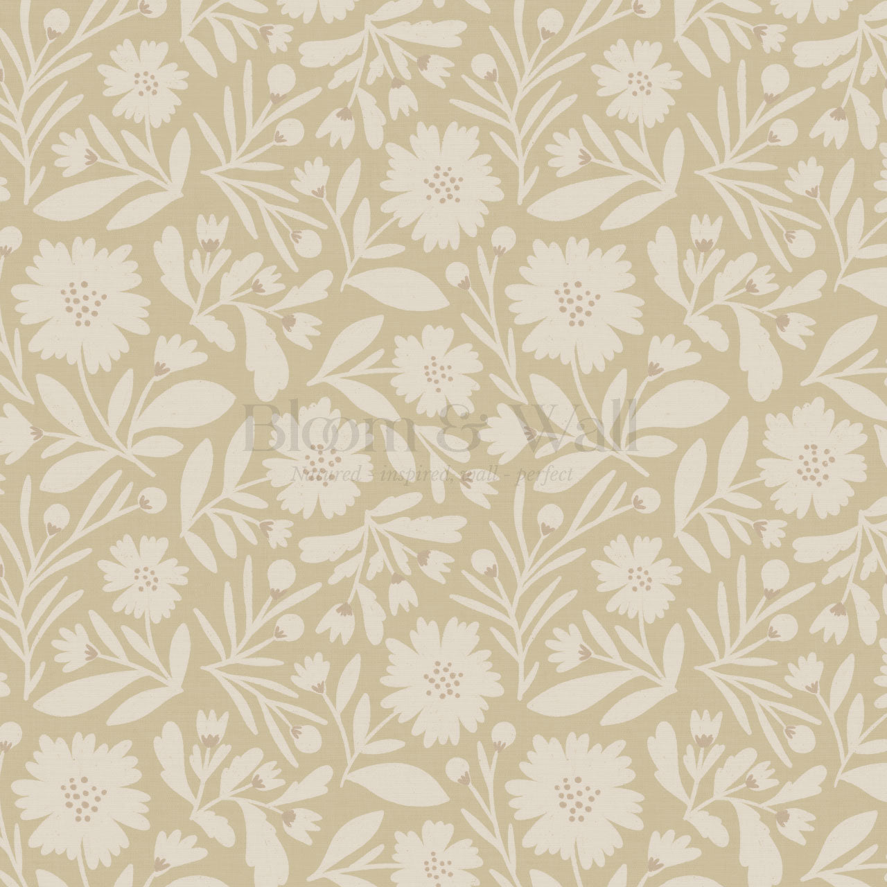 Eleanore Tossed Blooms Straw Wallpaper