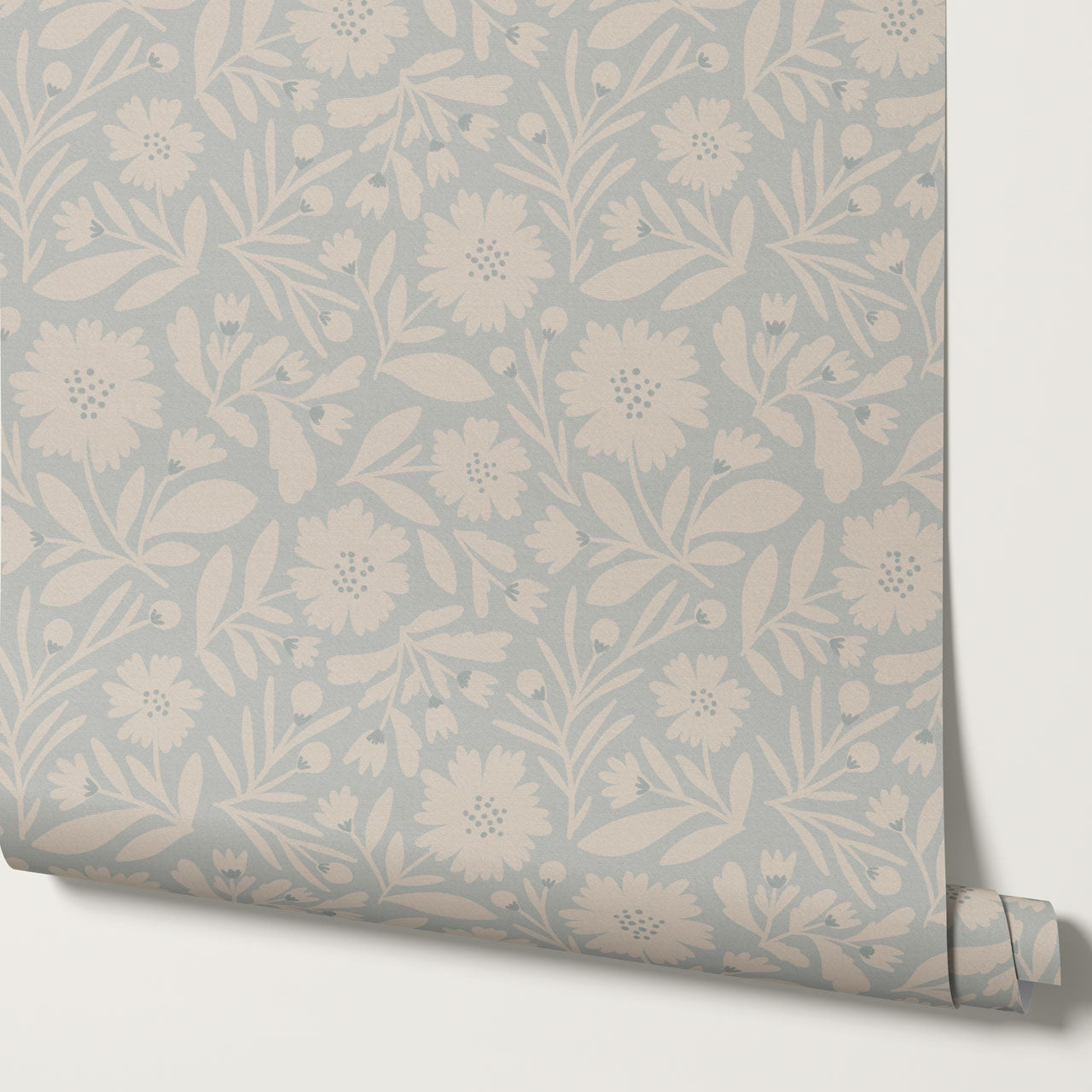 Eleanore Tossed Blooms Pearly Gray Wallpaper