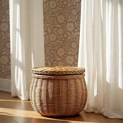 Eleanore Tossed Blooms Smokey Mauve Wallpaper