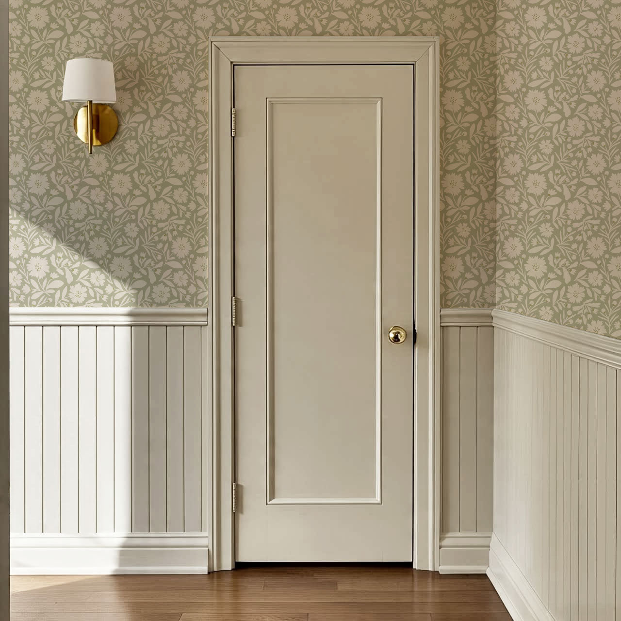 Eleanore Tossed Blooms Sage Wallpaper