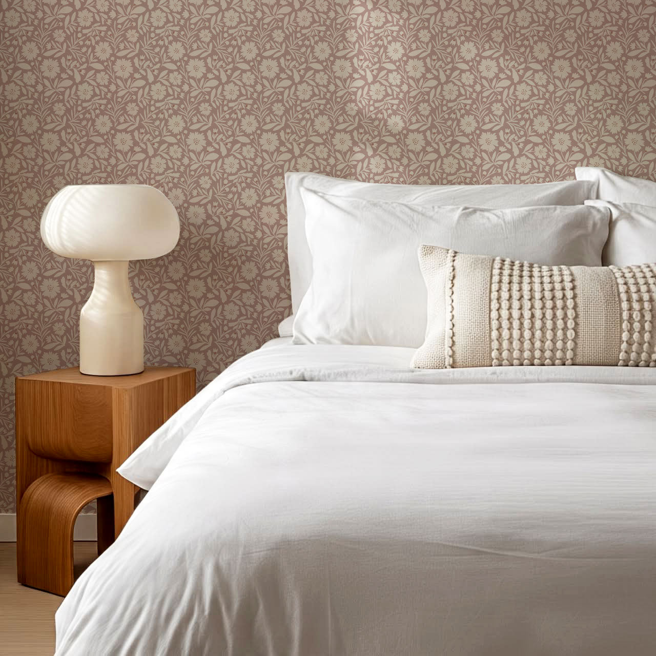Eleanore Tossed Blooms Smokey Mauve Wallpaper