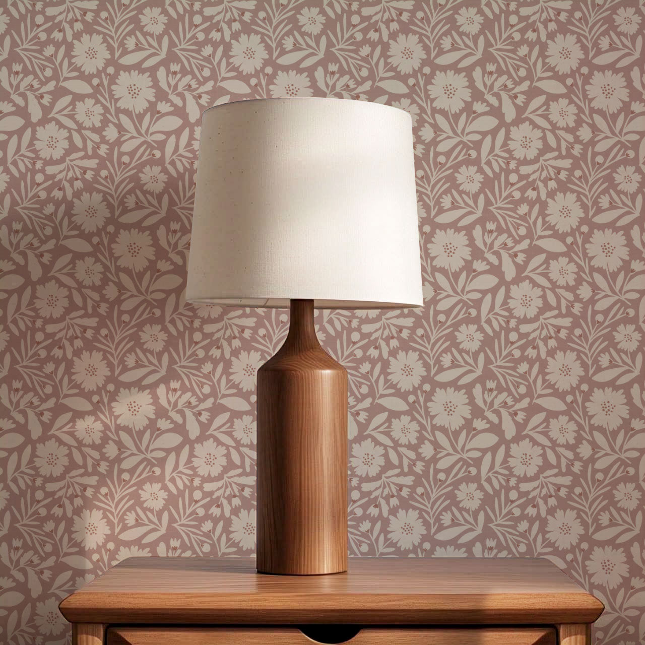 Eleanore Tossed Blooms Smokey Mauve Wallpaper