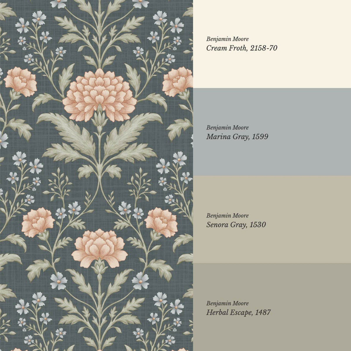 Elena Heirloom Garden Slate Sage Clay Wallpaper