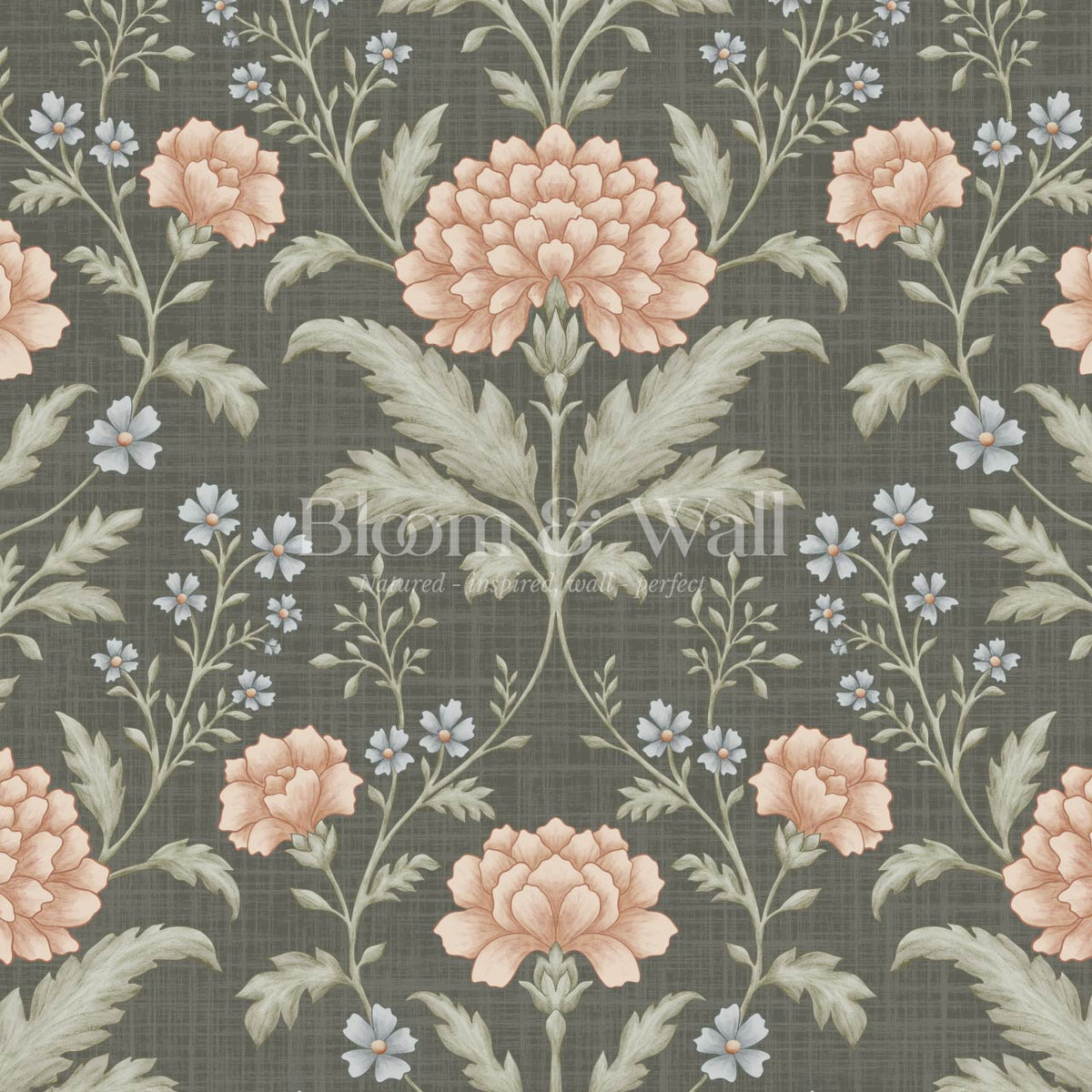 Elena Heirloom Garden Deep Olive Sage Clay Wallpaper