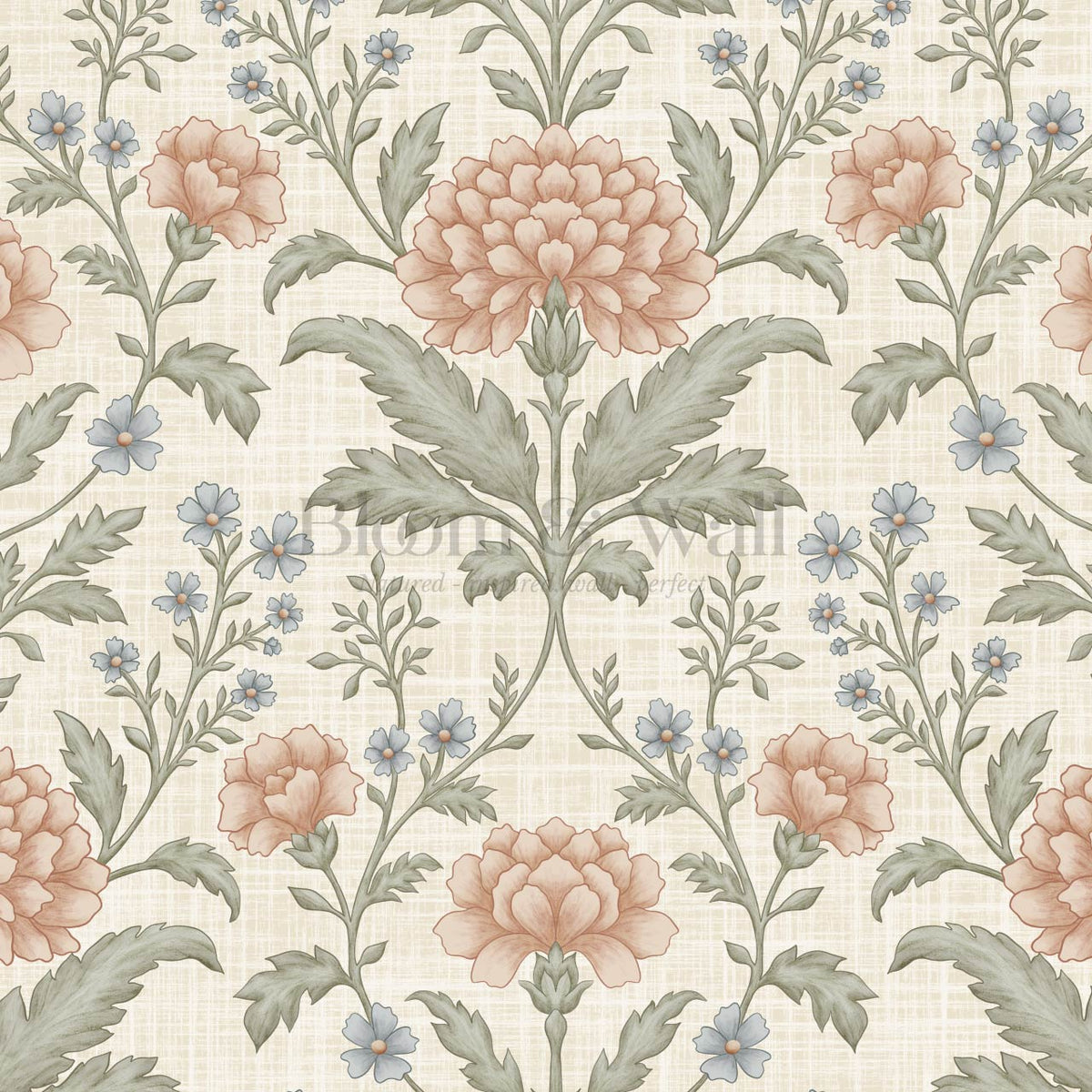 Elena Heirloom Garden Ivory Clay Sage Wallpaper