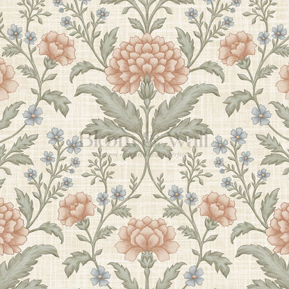 Elena Heirloom Garden Ivory Clay Sage Wallpaper