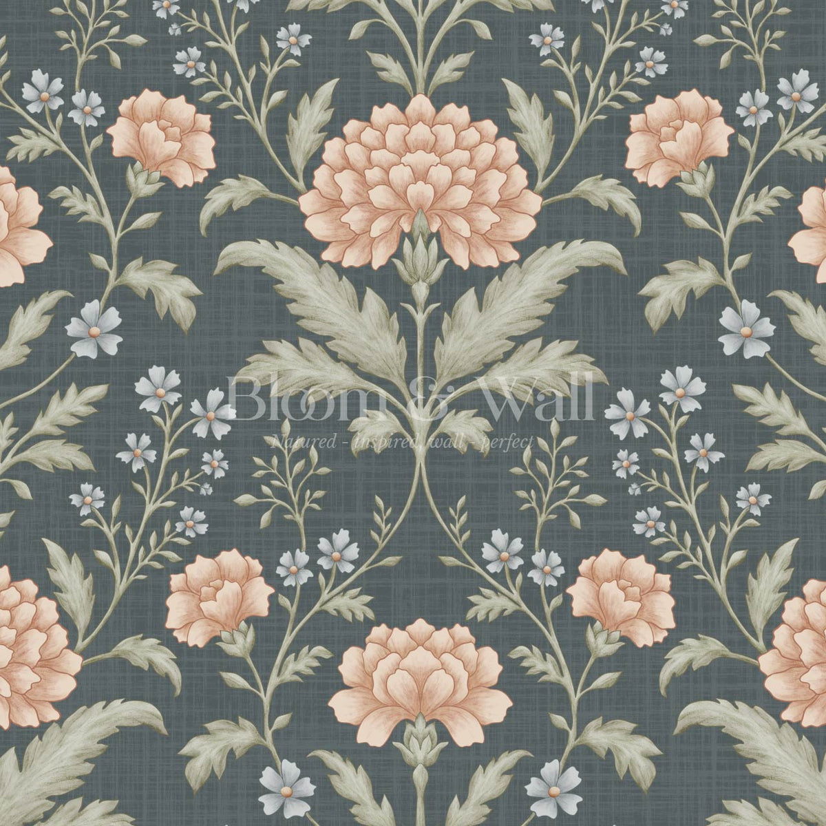 Elena Heirloom Garden Slate Sage Clay Wallpaper