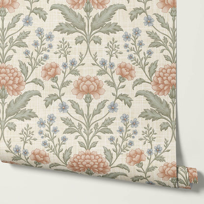 Elena Heirloom Garden Ivory Clay Sage Wallpaper