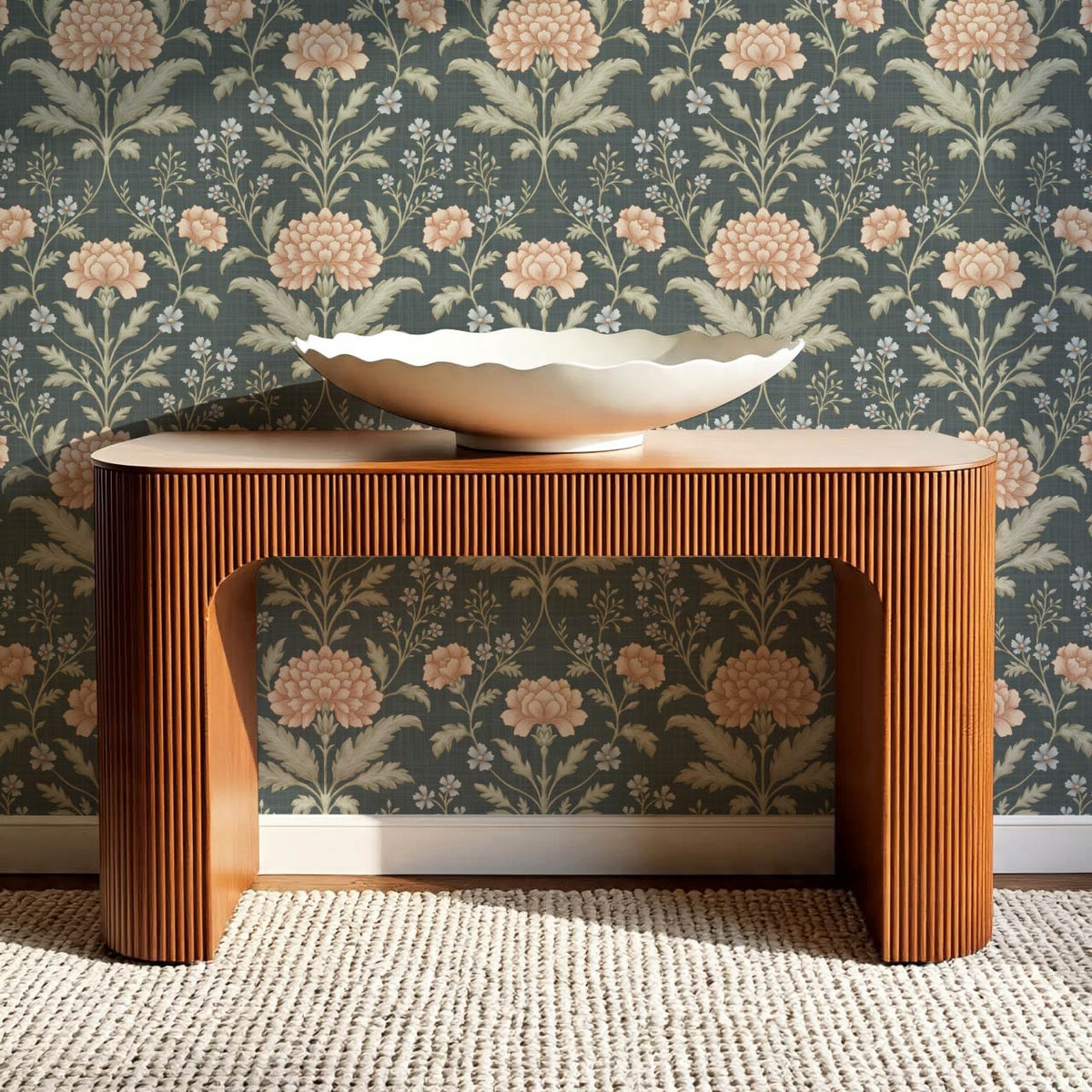 Elena Heirloom Garden Slate Sage Clay Wallpaper