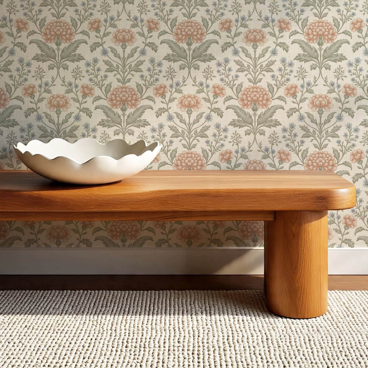 Elena Heirloom Garden Ivory Clay Sage Wallpaper