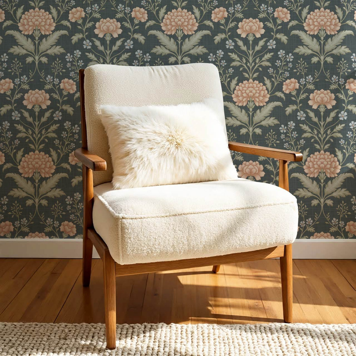Elena Heirloom Garden Slate Sage Clay Wallpaper