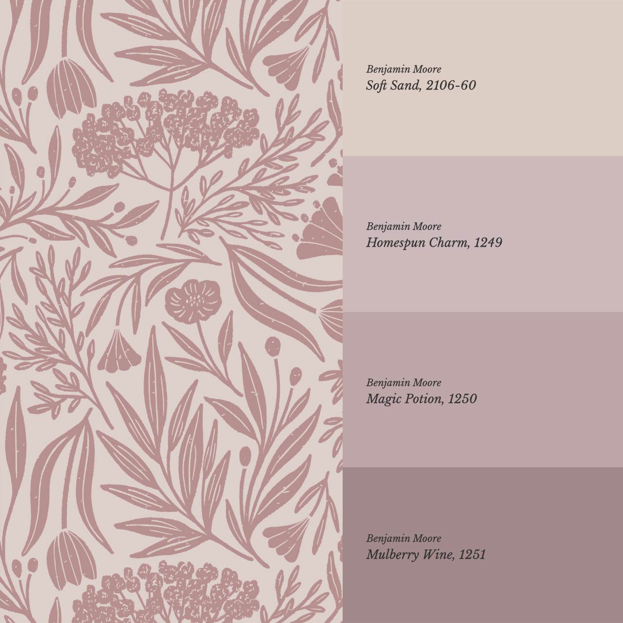 Elene Garden Blush Mauve Wallpaper