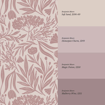 Elene Garden Blush Mauve Wallpaper