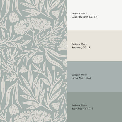 Elene Garden Sea Glass Beige Wallpaper