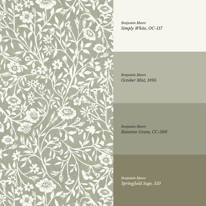 Eliana Spring Blooms Olive Wallpaper